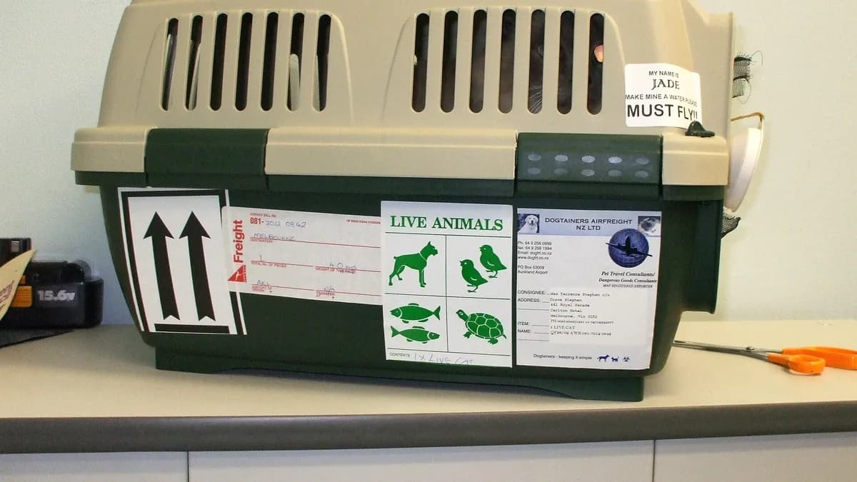 Dogtainers Pet Transport Clipper Cage Travel Crate Labelled correctly for international flight