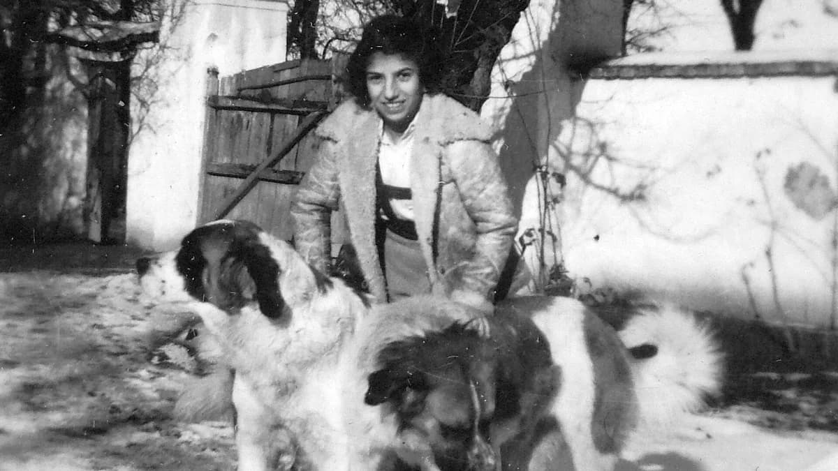 Tags: dog, woman, snow, winter
